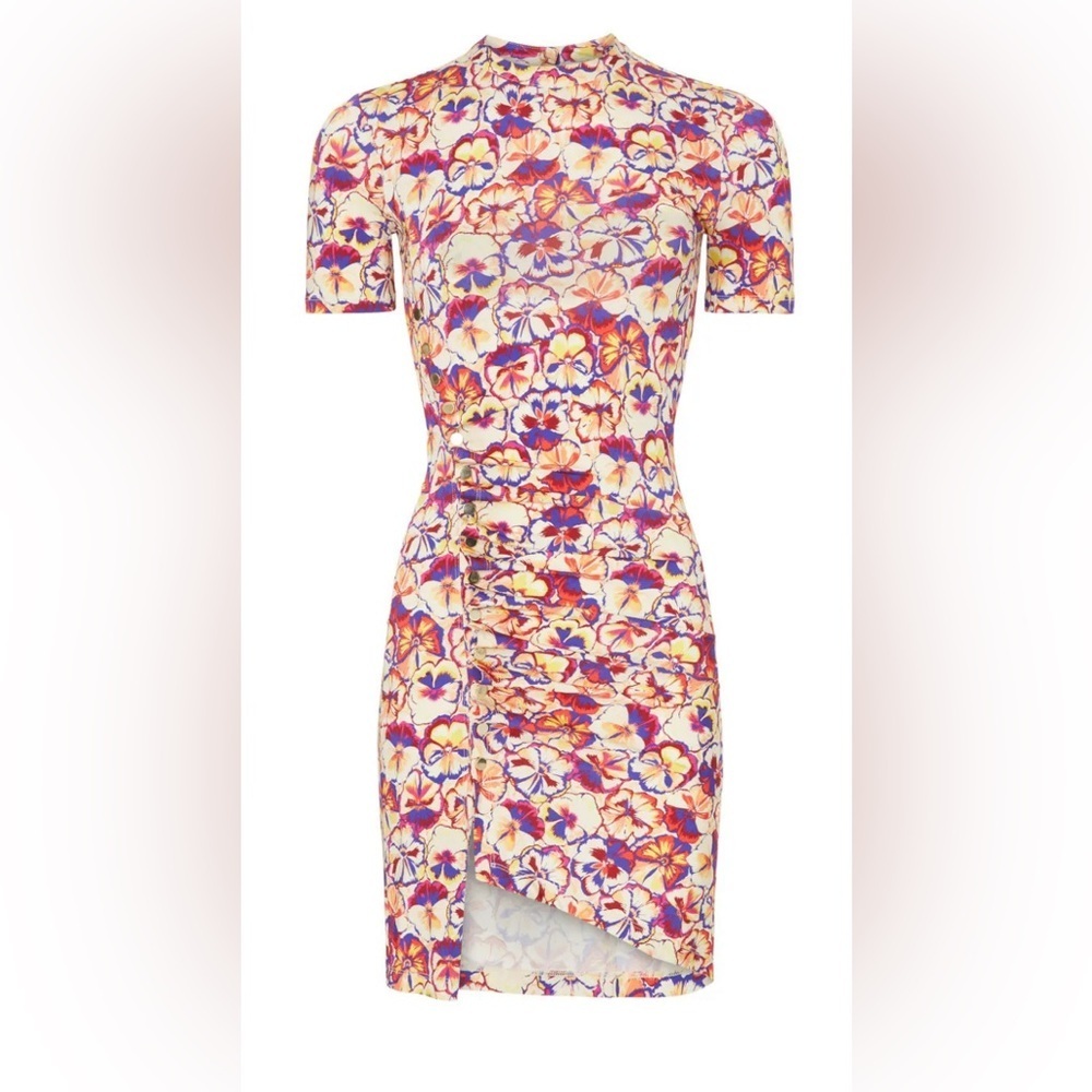 PACO RABANNE Floral Ruched Mini Dress Vibrant Floral